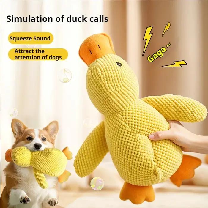 Canard Confort : un jouet pour chien durable qui imite les sons de mastication, conçu pour un temps de grincement calme et heureux.