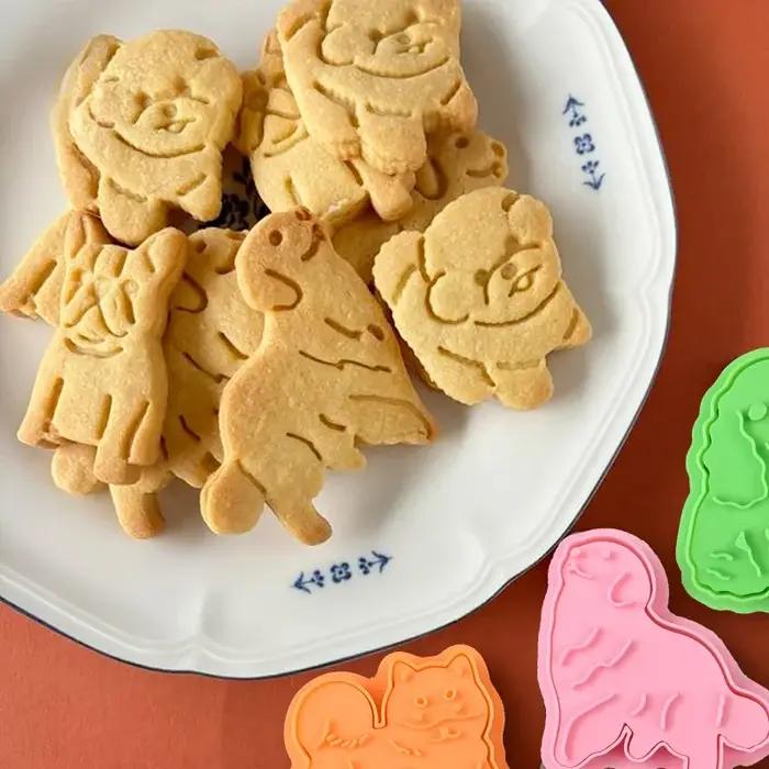 Animaux chien série emporte-pièce timbre en plastique dessin animé pressable Biscuit moule confiserie cuisine cuisson pâtisserie outils