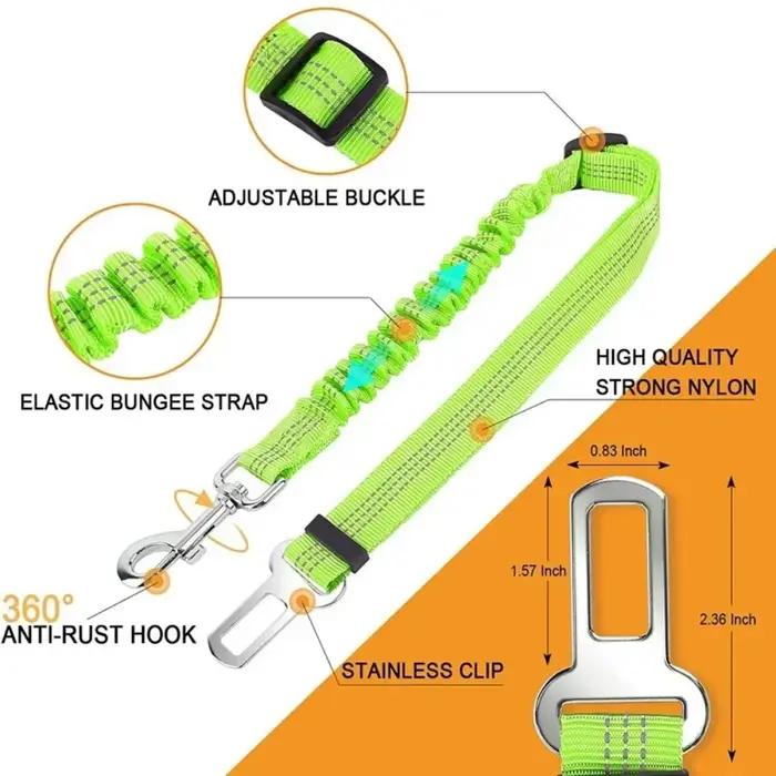 Ceinture de sécurité de voiture spécifique pour chien. Sangle réfléchissante pour véhicules. Corde extensible élastique. Convient aux animaux de petite et moyenne taille