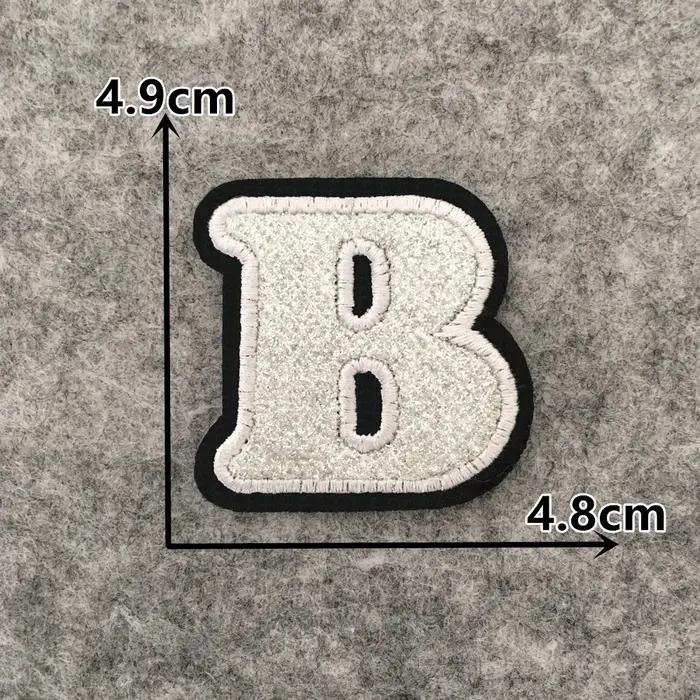 Pâte en tissu brodée de 26 lettres anglaises argentées