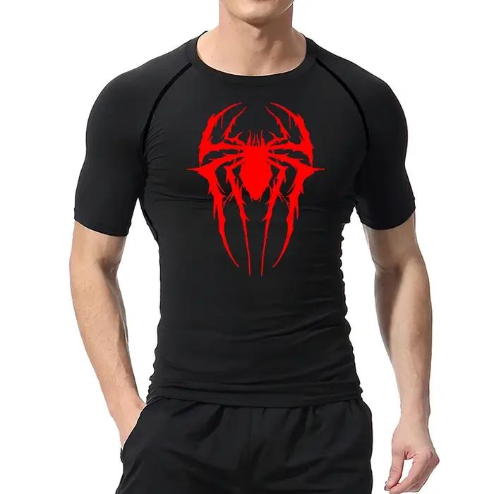 Spider graphique Compression chemises pour hommes gymnastique entraînement anti-éruption athlétique