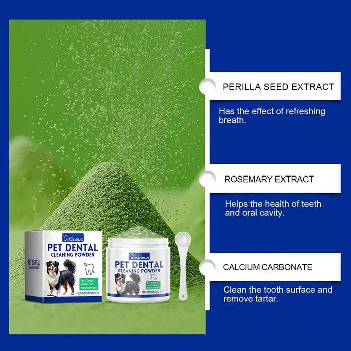 Poudre de nettoyage des dents de chien