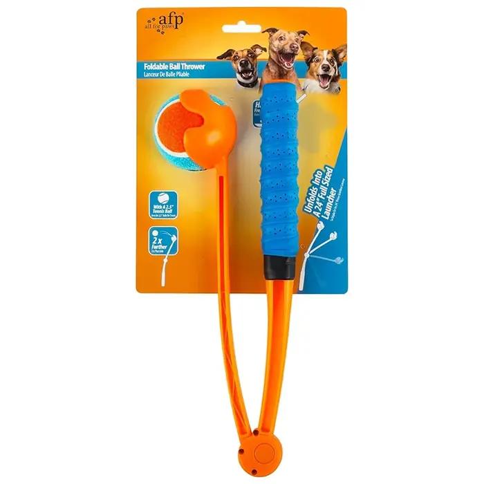 Lanceur de balles portatif pour chien, jouet d'entraînement extérieur pliable avec balles de tennis