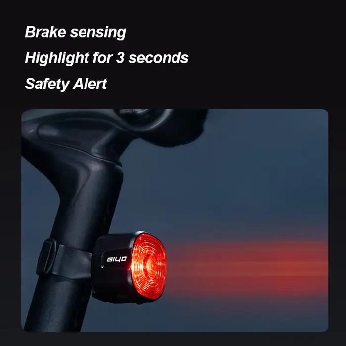 GIbalance-enquêter arrière de sécurité pour vélo de nuit, charge USB, étanche, LED, détection de fre