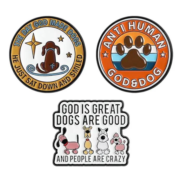 Broche en émail avec citation amusante pour les amoureux des chiens motif de patte de chiot de dessin animé badge de revers en métal pour sac à dos vêtements bijoux cadeau