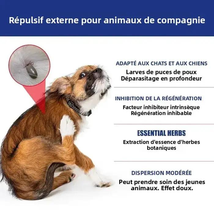 Spray répulsif contre les puces et les tiques pour animaux de compagnie