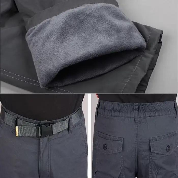 Pantalon cargo hiver homme double couche polaire camouflage épais chasse confortable