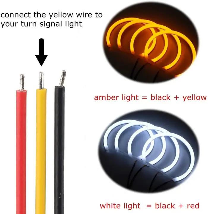 Anneau Halo Angel Eye DRL pour BMW E36, E38, E39, E46, lumières de voiture en coton, ambre blanc cla