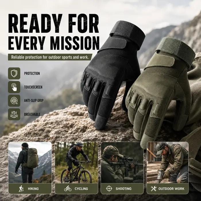 Gants tactiques hiver hommes épais coque caoutchouc - Protection froid