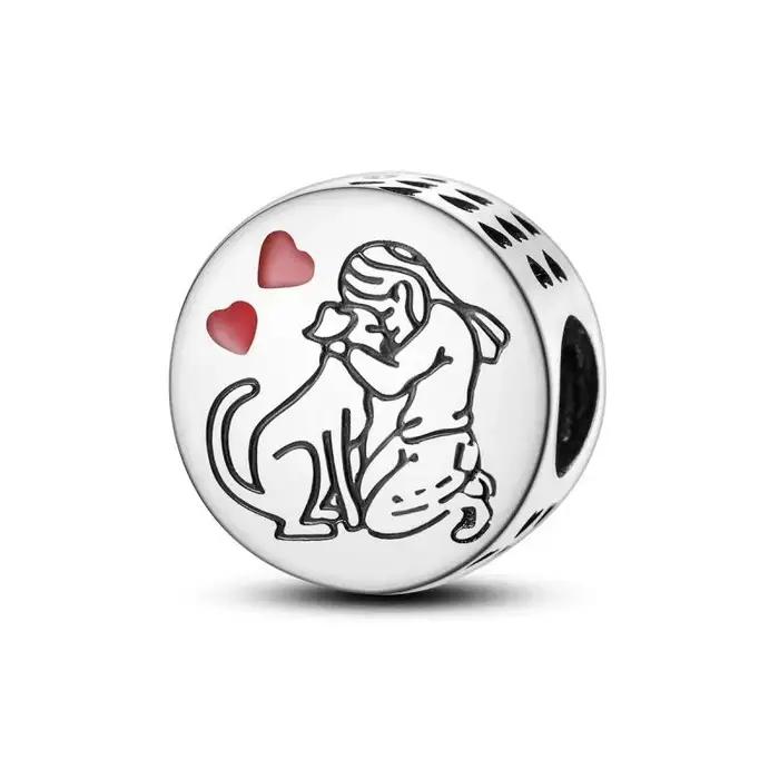 Breloques populaires en argent sterling 925, chiens mignons et symboles d'amour, compatibles avec bracelet original, bijoux DIY pour femme, cadeau de fête