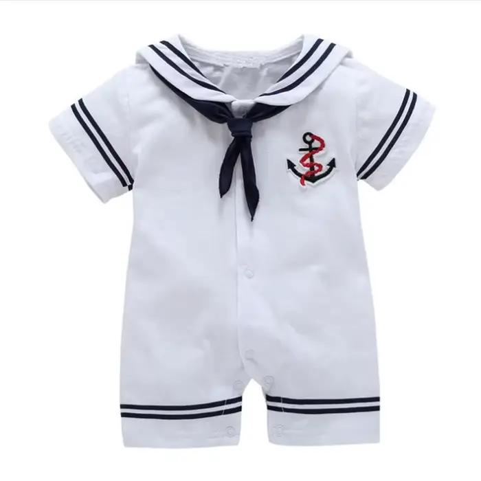 Nouveau-né bébé garçon vêtements combishort marin marine barboteuse à manches courtes combinaison Co