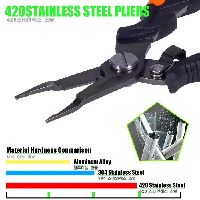 Pinces de pêche multifonctions, accessoires, corps en acier inoxydable 420, ciseaux, coupe-ligne, di