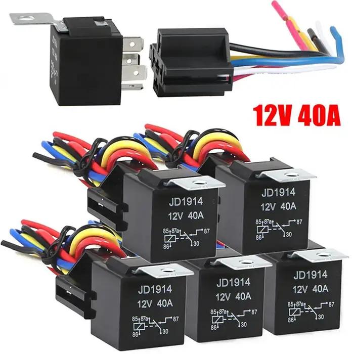 Relais automobile étanche 12v 5 broches 40a, relais de voiture avec Terminal en cuivre noir et rouge