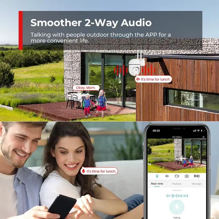 Kit 2 caméras sécurité WiFi PTZ 4MP 2K mini surveillance détection humaine vision nocturne