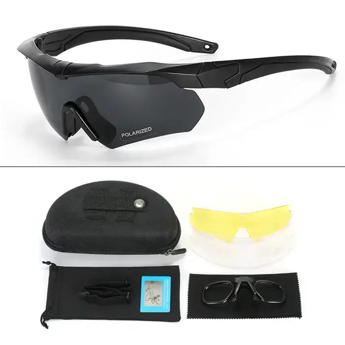 Goggles tactiques polarisés 3 lentilles pour chasse - protection anti-vent et anti-poussière sports outdoor