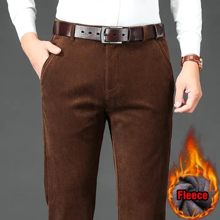 Pantalon velours côtelé hiver homme épais chaud stretch classique pour chasse élégante