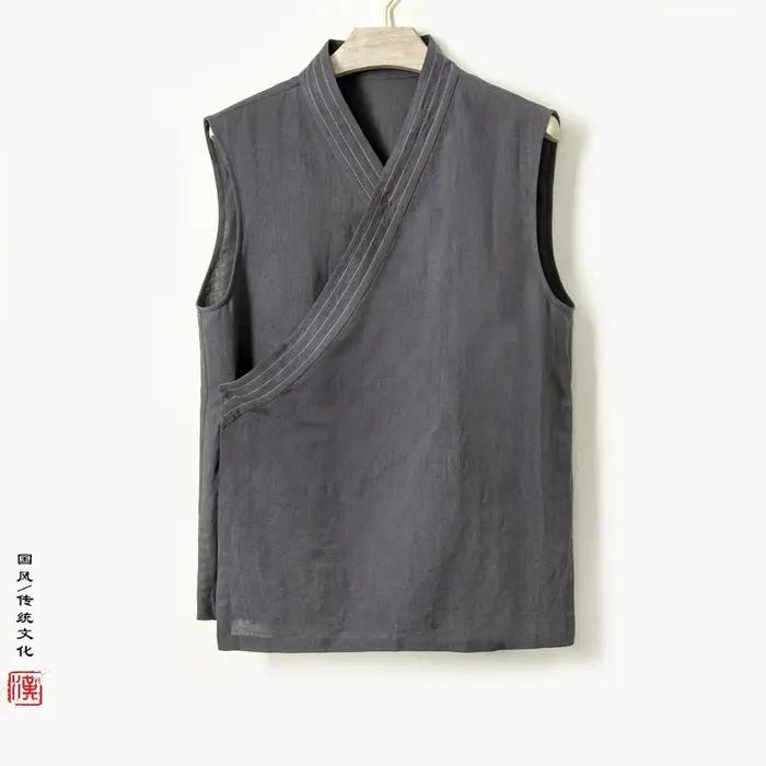 Vêtements traditionnels chinois d'été pour hommes, Hanfu GlaMen, FibTop en lin et coton, Kimono imbibé Tang, Cardigan pour hommes, Haut fendu, 2023