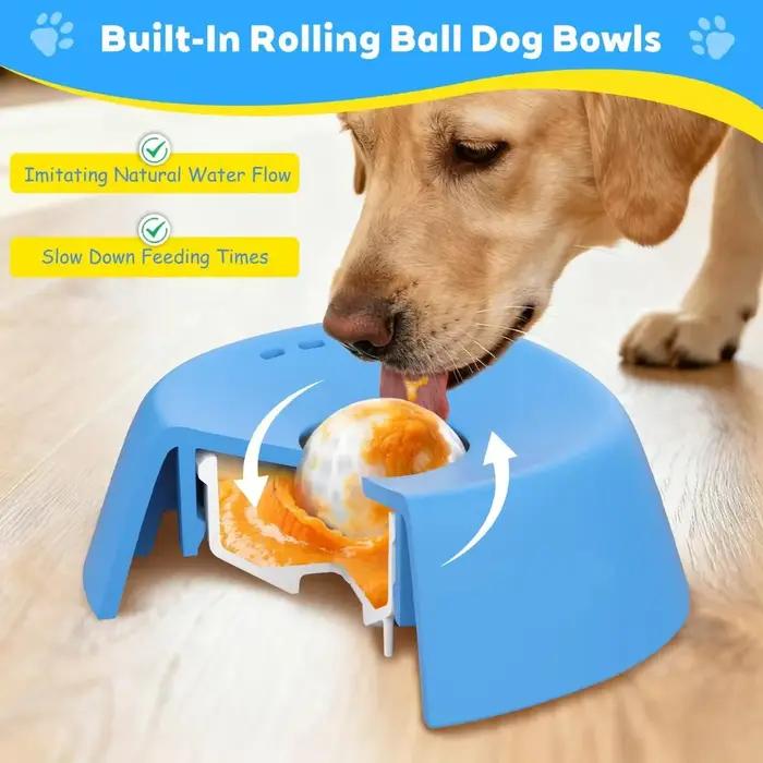 Bol à lécher pour chiens universel en plastique avec bille d'enrichissement pour bouillon d'os ou yaourt 200ml pour chiots et chiens âgés