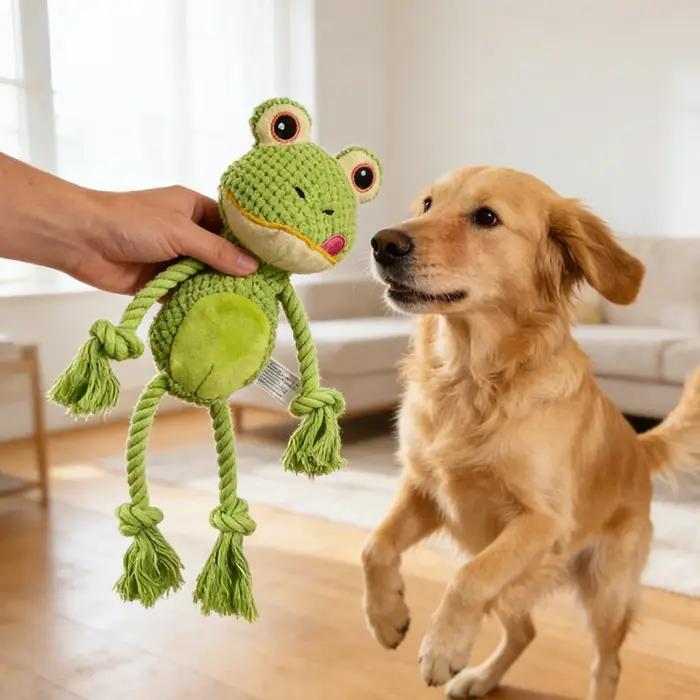 Jouet interactif pour chien en peluche grenouille couineuse