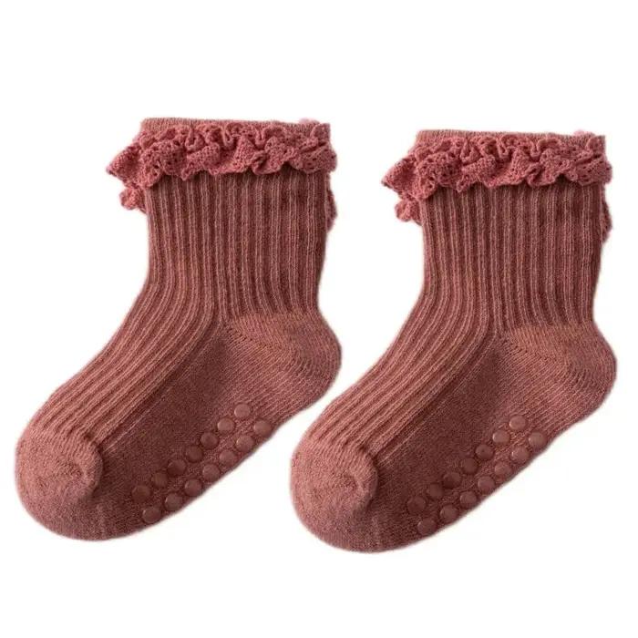 1/3/4/5 paires coton couleur Pure enfant en bas âge fille dentelle chaussettes infantile bébé filles