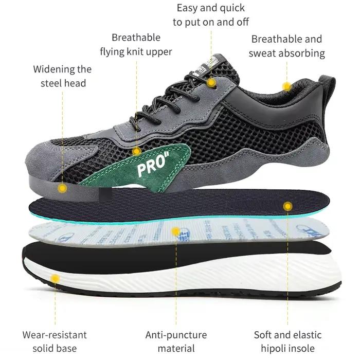 Bottes de sécurité légères avec embout en acier pour homme sécurité anti-perforation travail construction travailleurs