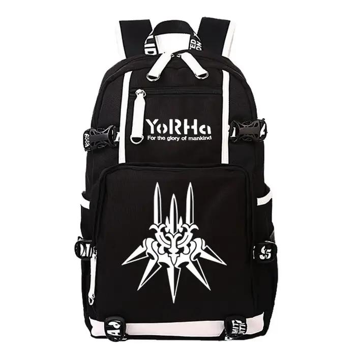NieR-Sac à dos de voyage en toile avec chargement USB pour femme, sac à dos pour ordinateur portable