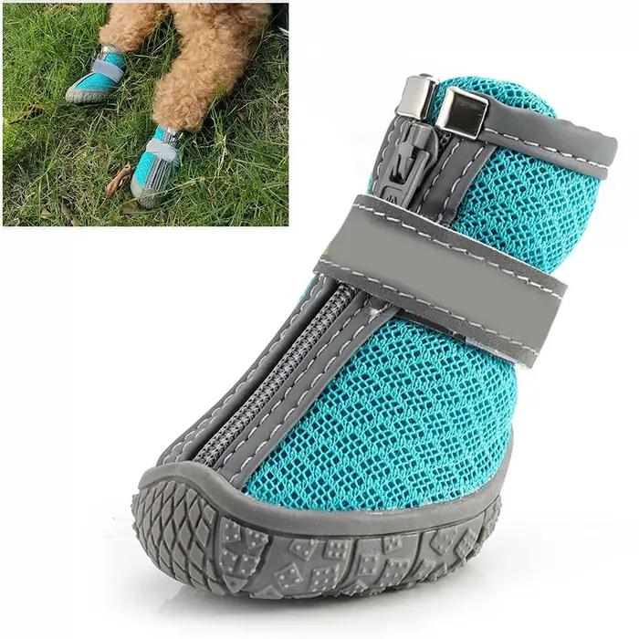 Chaussures en maille pour animaux de compagnie, durables, respirantes, semelle souple, bottes réfléchissantes pour petits chiens, marche, escalade, baskets pour chats