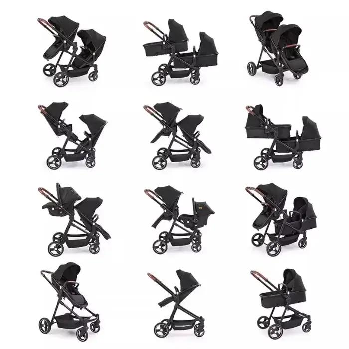 Poussette double multifonctionnelle pliable 2026, vélo bébé convertible léger, livraison UE