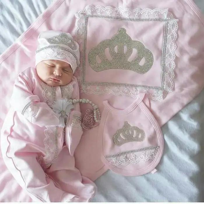 5 pièces vêtements nouveau-né nursery enfant coton soins bébé produits pantalons mitaines couverture accueil