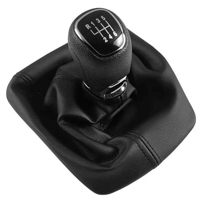 Pommeau de levier de vitesse de voiture en cuir chromé, couvercle de botte pour Skoda Octavia A5 A6