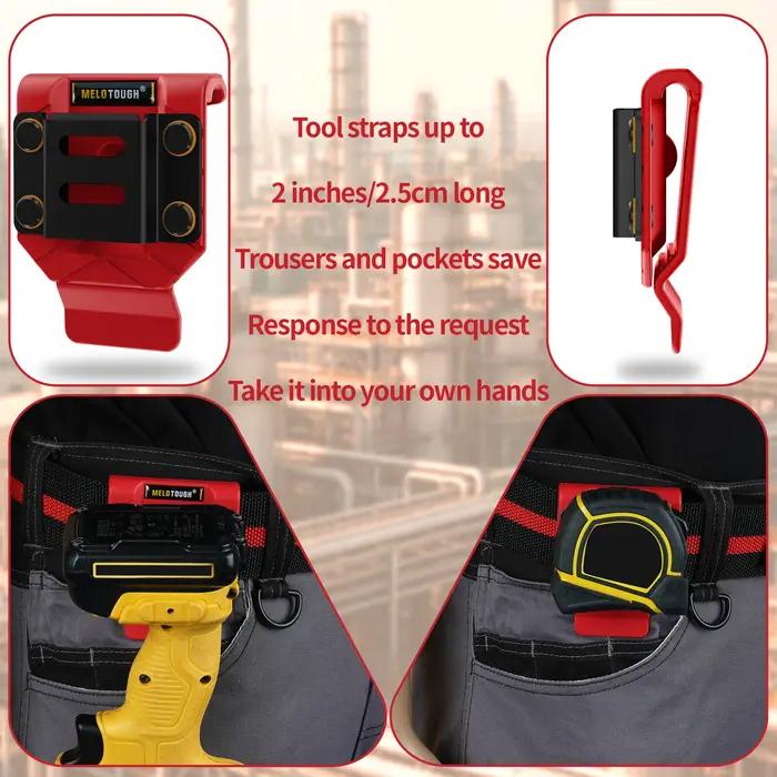 Support de forage Melotough clip de ceinture de forage étui de forage pour perceuse visseuse et ruban mesure unisexe adaptable pour artisans et bricoleurs