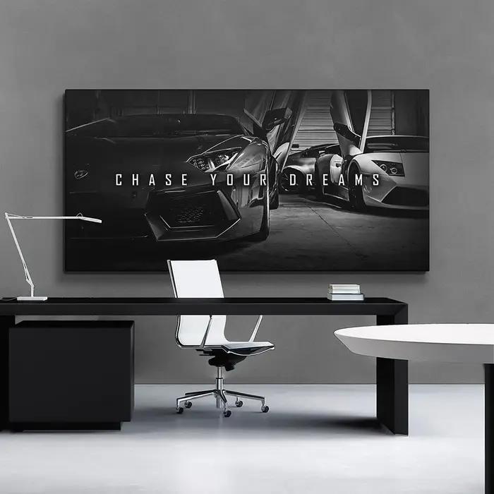 Chase Your Dream – toile et affiche de motivation de voiture de sport de luxe