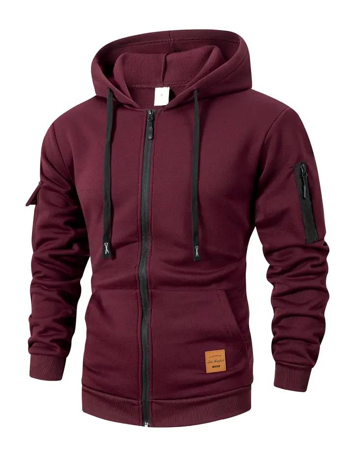 2025 nouveau automne hommes sweats à manches longues veste à capuche fermeture à glissière veste mâl