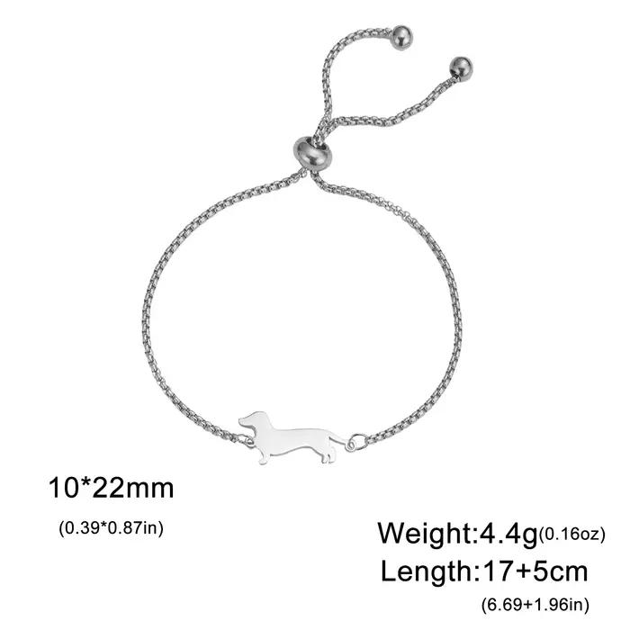 Bracelet à breloques teckel pour femmes acier inoxydable double couche avec motifs floraux cadeau bijoux pour femmes occasions spéciales