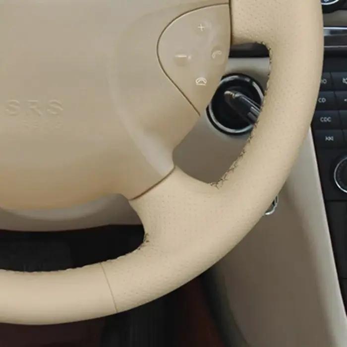 Housse de volant de voiture en cuir artificiel Beige cousu à la main, pour Mercedes Benz classe E W2