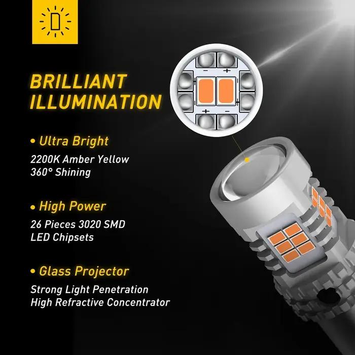 AUXITO – ampoule de clignotant de voiture, 2x1156 BAU15S PY21W LED Canbus, pas d'hyper Flash BA15S P