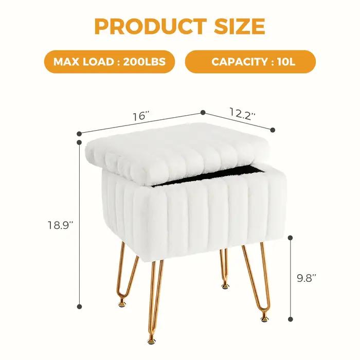 JHK – tabourets et poufs de rangement cachés en fausse fourrure pour salon, maquillage rembourré ave