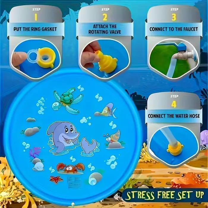Bassin de bain extérieur robuste pour animaux de compagnie avec fonction de pulvérisation d'eau-refroidissement de jeu