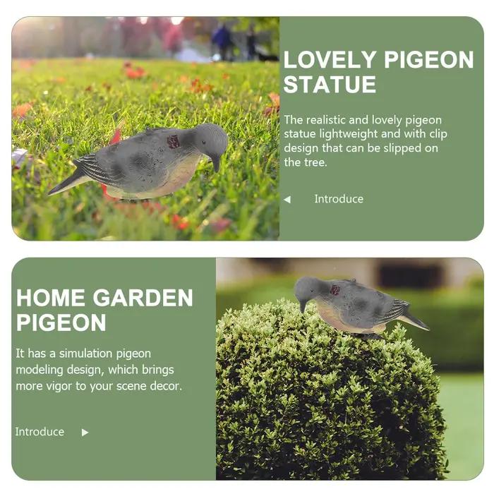 2 leurres pigeons réalistes en PE - Figurines légères avec clip pour jardin et chasse