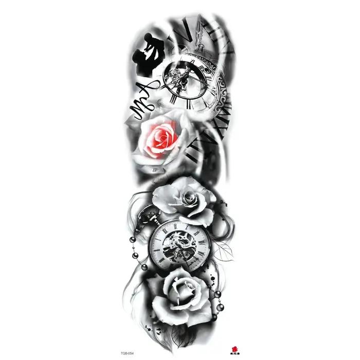 Tatouages Flash pour bras complet, autocollants temporaires imperméables pour bras longs, faux tatouage artistique pour hommes
