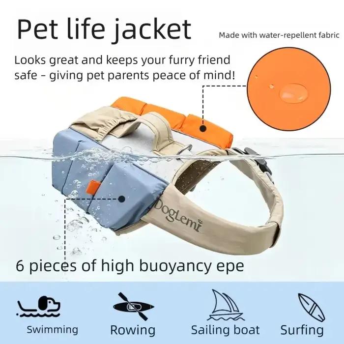 Gilet de sauvetage pour chien avec bandes réfléchissantes