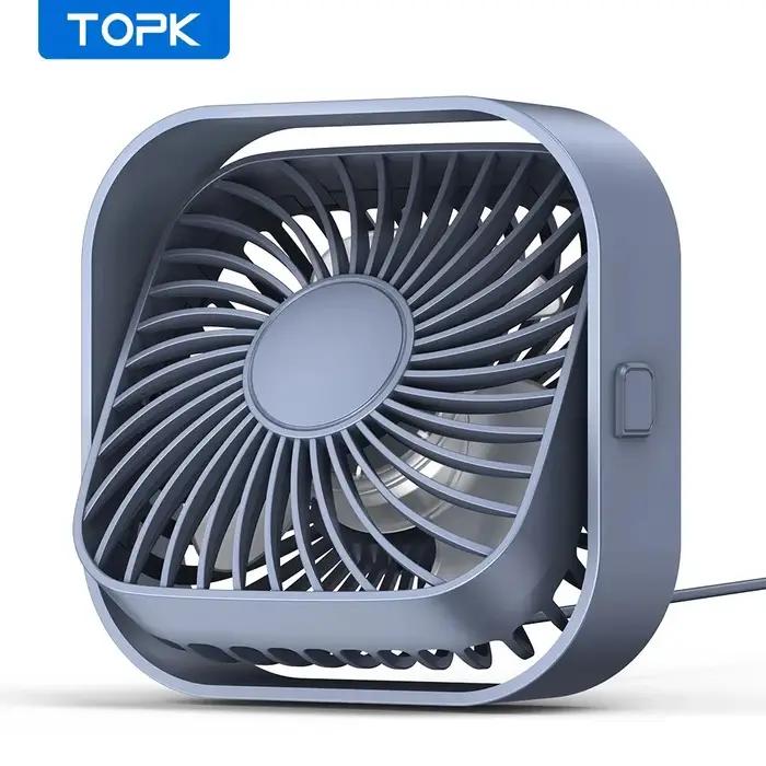 Ventilateur de bureau USB TOPK débit d'air bain fonctionnement silencieux trois vitesses tête rotative 360 degrés à offrir occasions spéciales