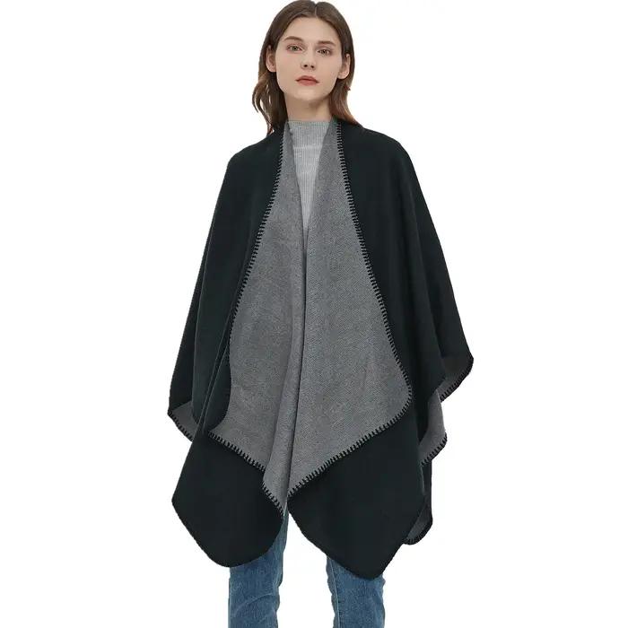 Châle fendu Double face en Imitation cachemire