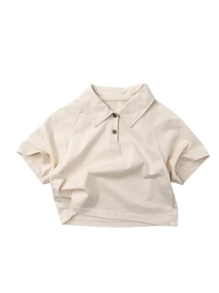 T-shirt polo en coton unisexe pour enfants de style coréen ajusté, respirant, à manches courtes, pour garçons et filles, hauts d'été polyvalents
