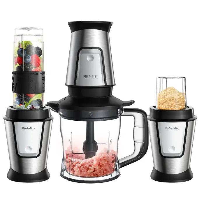 Robot culinaire multifonctionnel BioloMix 3 en 1 hachoir mixeur broyeur pour smoothies aliments bébés soupe sauce blender portable sans BPA