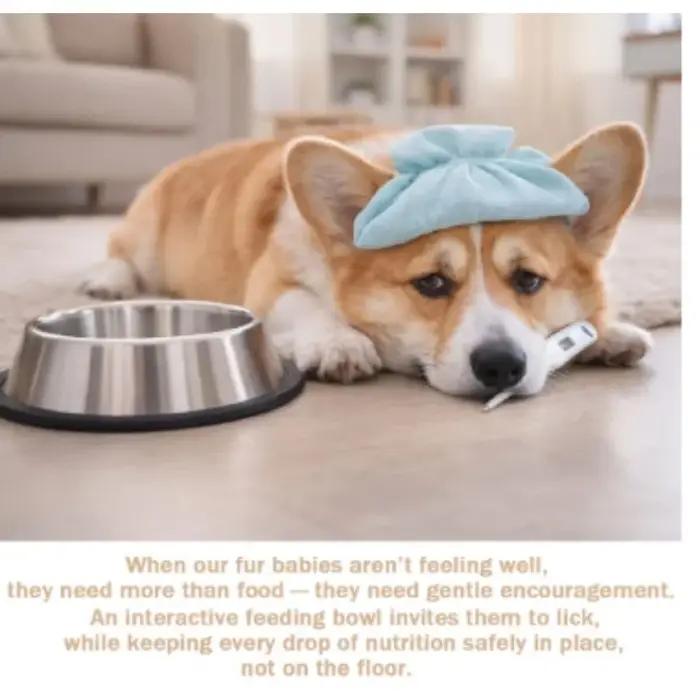 Bol à lécher pour chiens universel en plastique avec bille d'enrichissement pour bouillon d'os ou yaourt 200ml pour chiots et chiens âgés