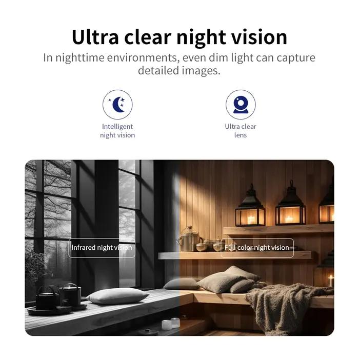 Caméra sécurité intérieure Neye S5 8MP 4K WiFi - Moniteur bébé 360° avec vision panoramique