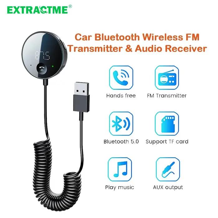 Extractme-Transmetteur audio de voiture Bluetooth 5.0, transmetteur FM sans fil, récepteur audio AUX