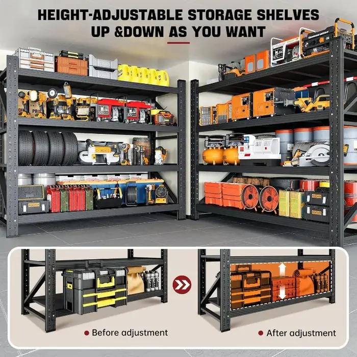 POPULAR.3000LBS étagères de rangement, étagère de garage 48 "W, étagères de garage réglables en méta