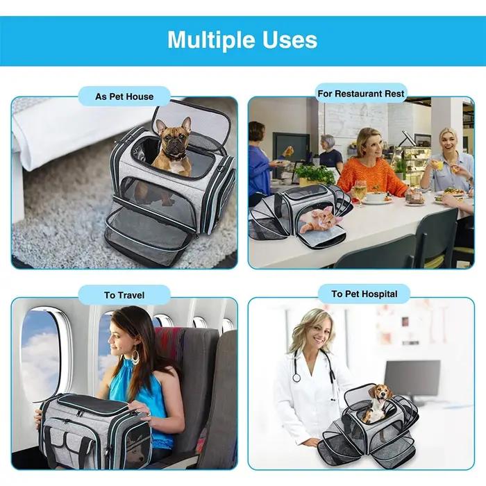 Porte-animaux extensible pour chats voyage sécurité compagnie aérienne transporteur parois souples nylon facile utilisation occasions spéciales